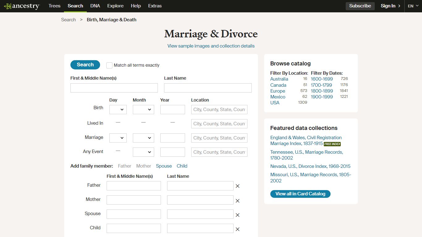 Marriage & Divorce - Ancestry.com
