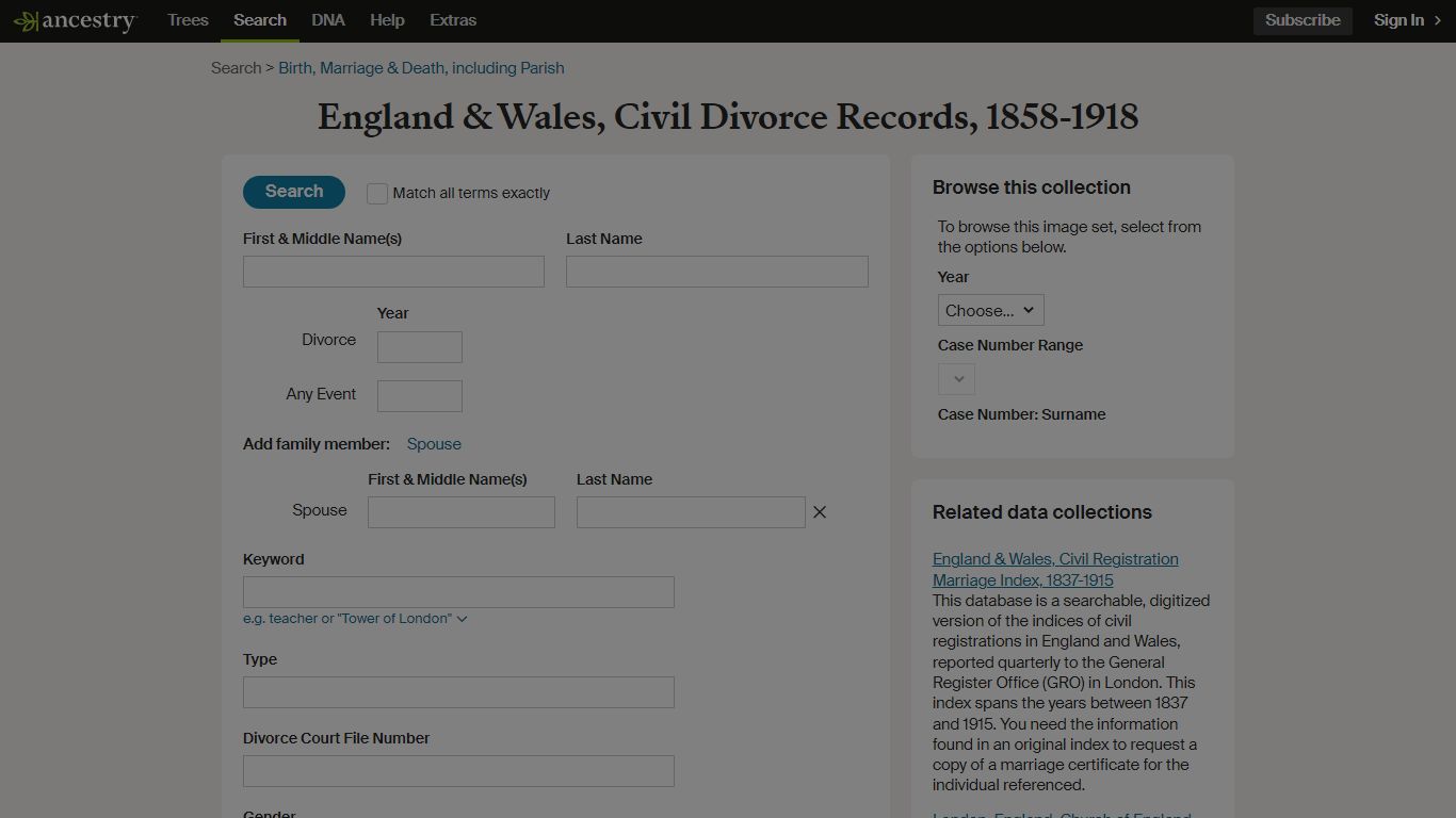 England & Wales, Civil Divorce Records, 1858-1918 - Ancestry