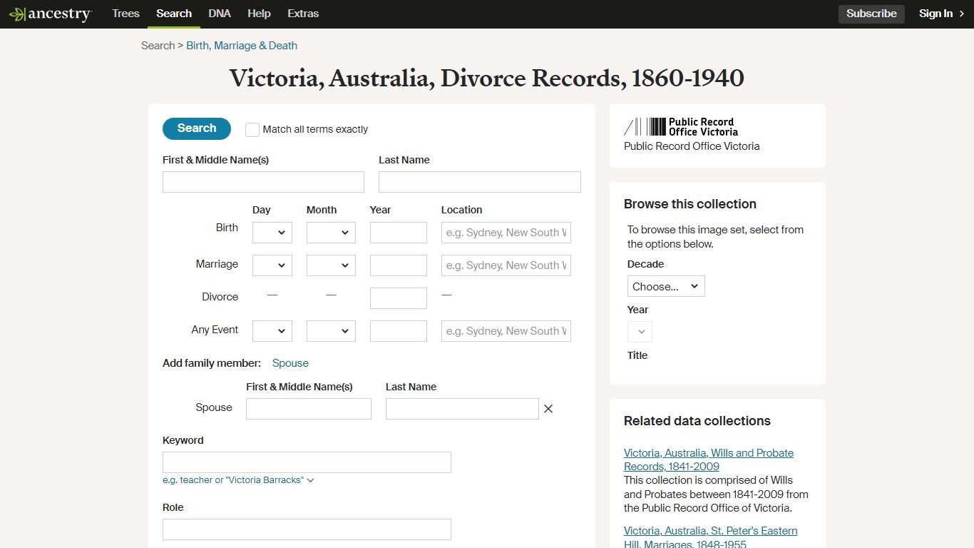 Victoria, Australia, Divorce Records, 1860-1940 - Ancestry
